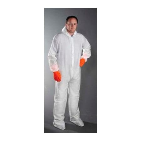 Keystone Safety Polypropylene Coverall/Bunny Suit, Elastic Wrists, Attached Hood & Boots, Zipper Front, L, 25/Case CVL-NW-B-LG